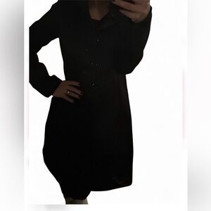 Elegant Black Women's Dress Coat Rose Texture Size S